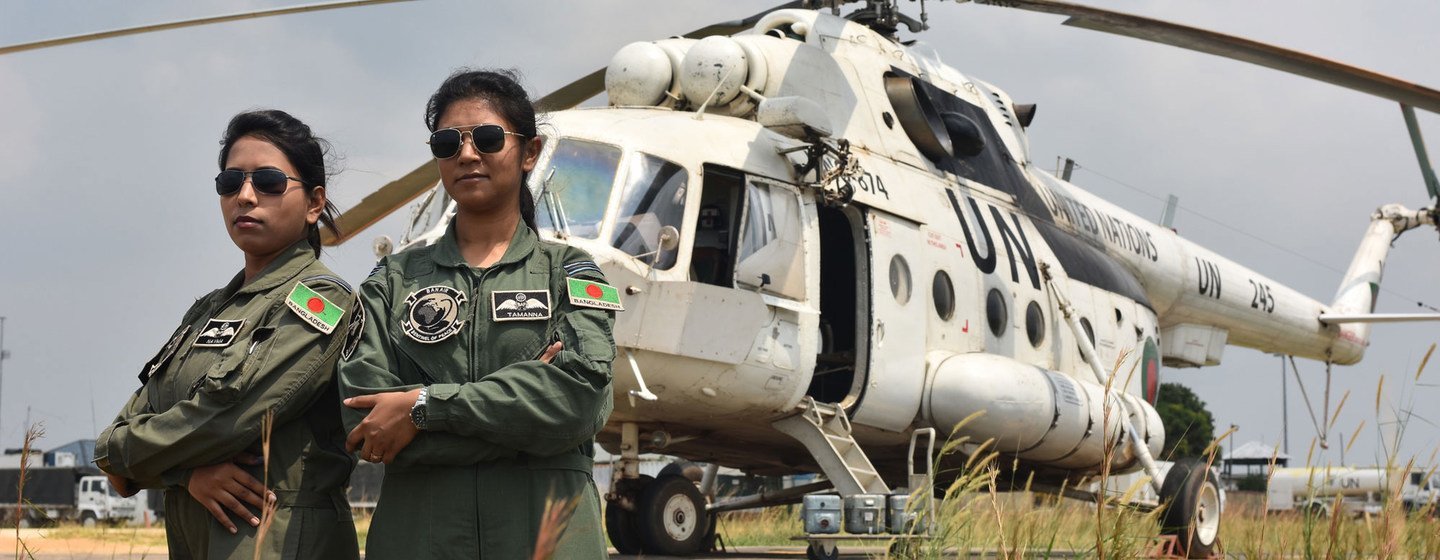 In 2017, Bangladesh sent two female combat pilots to the UN mission in the Democratic Republic of the Congo (MONUSCO) – Flight Lieutenant Nayma Haque and Flight Lieutenant Tamanna-E-Lutfi.