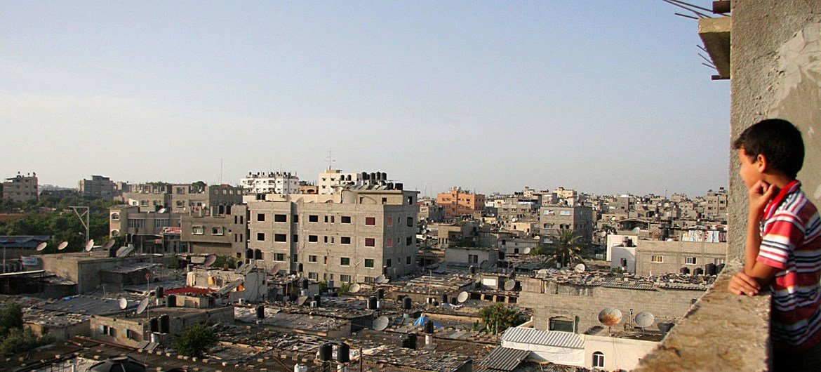 A view of Jabalia refugee camp. Jabalia is the largest of the Gaza Strip's eight refugee camps. It is located north of Gaza City, close to a village of the same name.