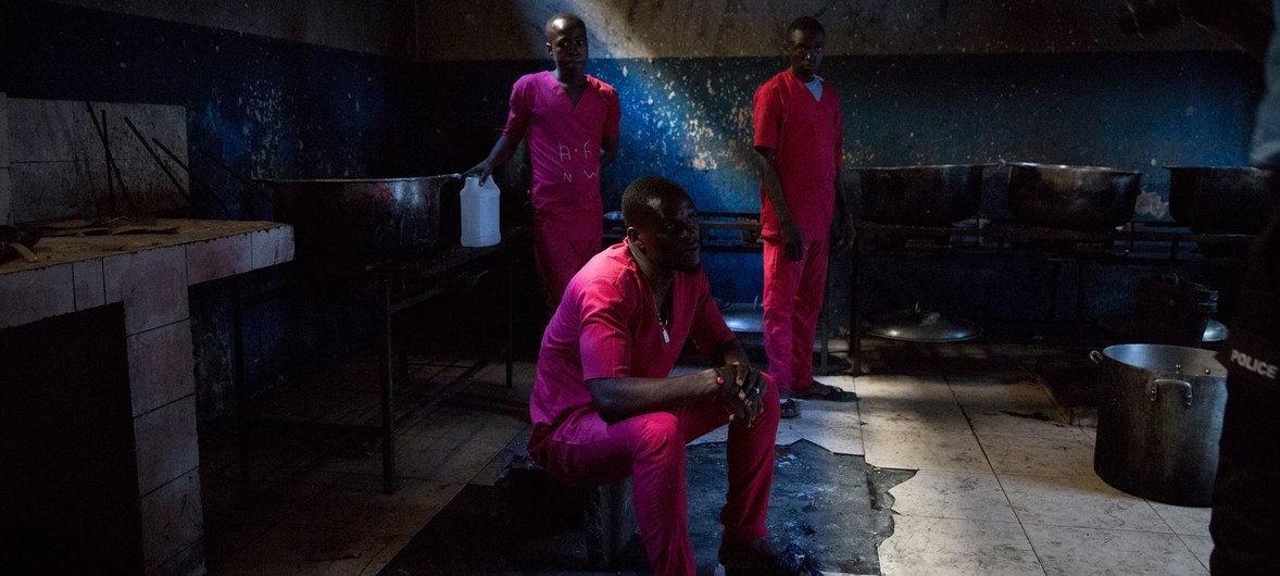 A scene from inside a prison in Jeremie, Haiti.
