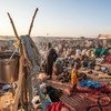 Displaced persons, mostly women and children, seek refuge at a safe zone in Um Baru, north Darfur. By the end of 2016, conflict and rights abuses displaced over 40 million globally. The same year, disasters forced another 24 million from their homes.