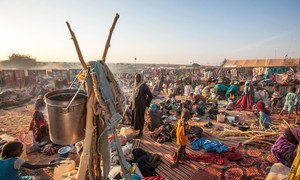 Displaced persons, mostly women and children, seek refuge at a safe zone in Um Baru, north Darfur. By the end of 2016, conflict and rights abuses displaced over 40 million globally. The same year, disasters forced another 24 million from their homes.