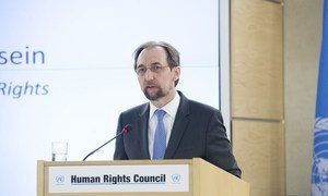 UN High Commissioner for Human Rights Zeid Ra'ad Al Hussein addresses the 37th Session of the Human Rights Council. 