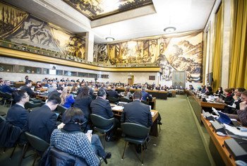 La Salle du Conseil du Palais des Nations à Genève où se tient la Conférence sur le désarmement