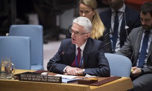 Mark Lowcock, Under-Secretary-General for Humanitarian Affairs and Emergency Relief Coordinator briefs the Security Council.