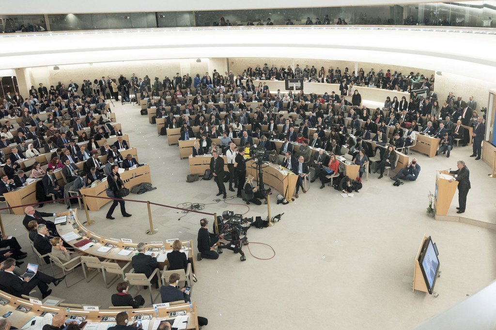 Le Secrétaire général de l'ONU, António Guterres, à la 37ème session du Conseil des droits de l'homme, le 26 février 2018.(Archives)
