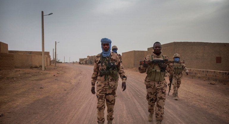 MINUSMA Chadian contingents patrol the streets of Kidal, Kidal the 17th of December 2016.
