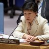 Izumi Nakamitsu, United Nations High Representative for Disarmament Affairs, briefs the Security Council as it considers the situation in the Middle East.