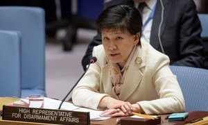 Izumi Nakamitsu, United Nations High Representative for Disarmament Affairs, briefs the Security Council as it considers the situation in the Middle East.