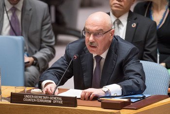Vladimir Voronkov fala ao Conselho de Segurança. 