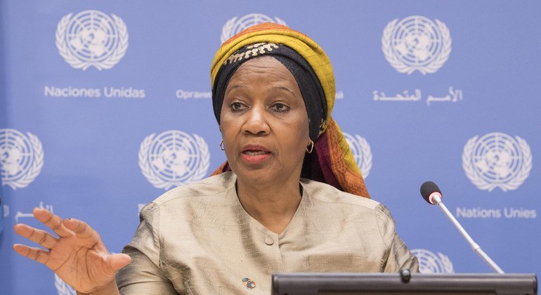 La directora ejecutiva de ONU Mujeres, Phumzile Mlambo-Ngcuka, en la sede de la ONU en Nueva York. 