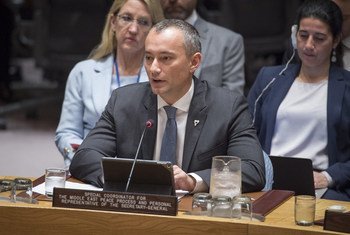 Nickolay Mladenov, UN Special Coordinator for the Middle East Peace Process, briefs the Security Council. (file photo)