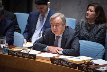 Secretário-geral da ONU, António Guterres, no Conselho de Segurança. 