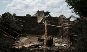 Remains of a burnt out home in Bor, South Sudan. (file).