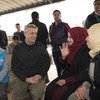 Филиппо Гранди в первом в мире бюро по трудоустройству в лагере для беженцев, лагерь Заатари в Иордании