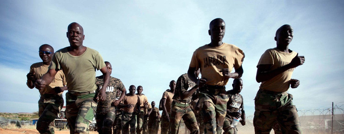 Senegalese soldiers serving with the African Union-UN Hybrid Operation in Darfur (UNAMID) train at the team site in Um Baro, in North Darfur, in November 2011, where they performed a number of tasks, including protection of civilians. 