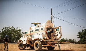 MINUSMA peacekeepers patrolling the village of Bara in northeastern Mali. It is one of the most dangerous UN peacekeeping missions.