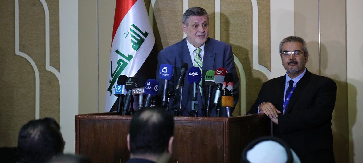 الممثل الخاص للأمين العام في العراق يان كوبيش، يهنئ الأحزاب السياسية على توقيع ميثاق الشرف الانتخابي