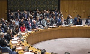 Wide view as Jonathan Guy Allen, Deputy Permanent Representative of the United Kingdom to the UN, addresses the Security Council meeting considering the letter dated 13 March 2018 from the UK to the Council regarding the 4 March chemical attack in Salisbury.