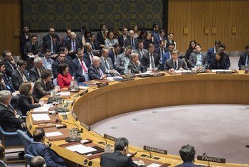 Wide view as Jonathan Guy Allen, Deputy Permanent Representative of the United Kingdom to the UN, addresses the Security Council meeting considering the letter dated 13 March 2018 from the UK to the Council regarding the 4 March chemical attack in Salisbu