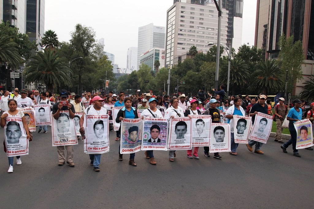 Une manifestation au Mexique sur la disparition de 43 étudiants de l'école rurale d'Ayoitzinapa