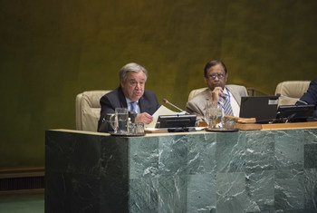 Secretary-General António Guterres addresses the commemorative meeting to mark the International Day of Remembrance of the Victims of Slavery and the Transatlantic Slave Trade. 