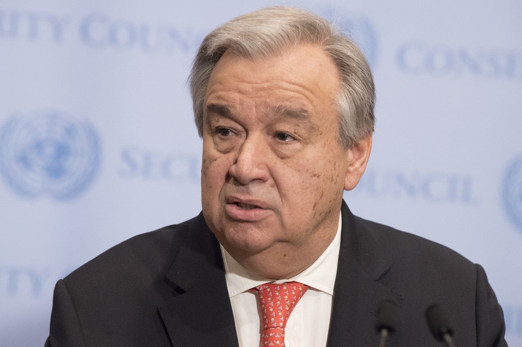 Le Secrétaire général des Nations Unies, António Guterres, lors d'un point de presse au siège de l'ONU (archives).