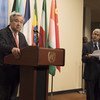 Le Secrétaire général de l'ONU, António Guterres, lors d'un point de presse au siège de l'ONU.