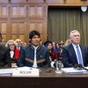 2018年3月19日，国际法院就智利与玻利维亚出海口之争一案正式开庭，玻利维亚总统莫拉莱斯（中）到场出席。