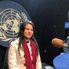 Jessica Hernández en el estudio de Radio ONU