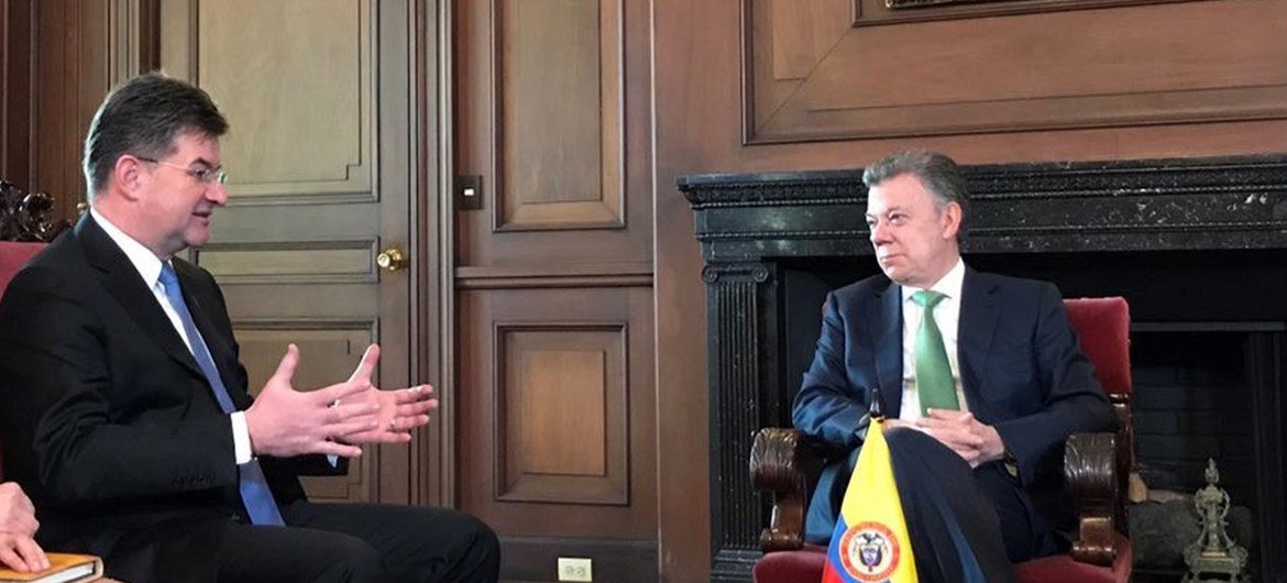3月16日，联大主席莱恰克与哥伦比亚总统桑托斯会面。