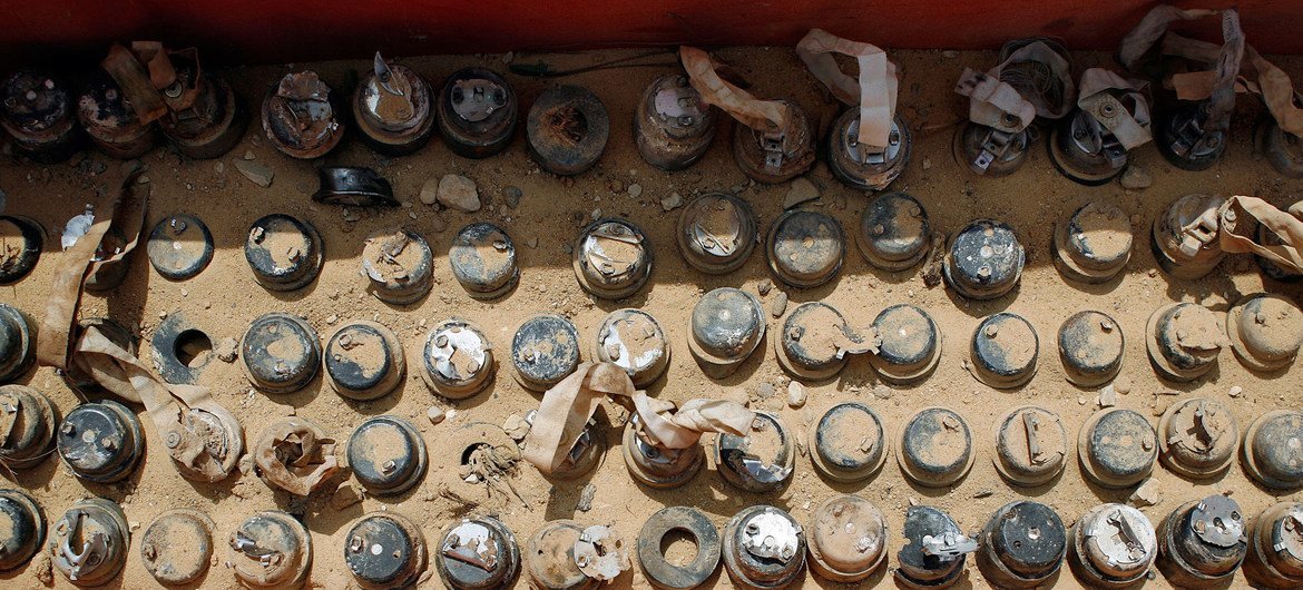 Imagen de los artefactos sin detonar que encontró un batallón de desminado de la ONU en Líbano en 2006