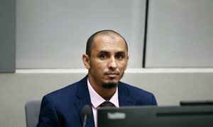 Al Hassan during his initial appearance before the International Criminal Court (ICC) on 4 April 2018.