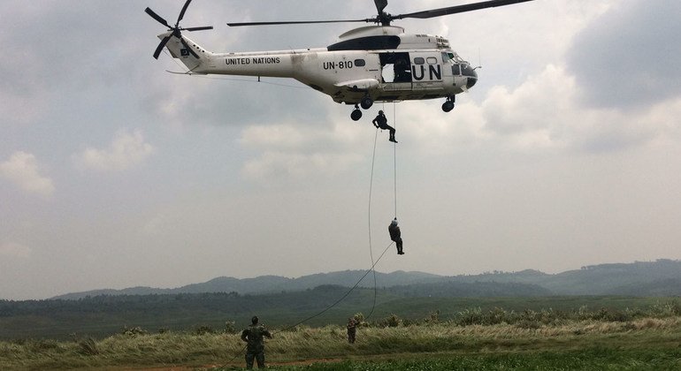 قوات من الفرقة المصرية الخاصة في بعثة الأمم المتحدة في جمهورية الكونغو الديمقراطية يقومون بتدريبات في مقاطعة كيفو الجنوبية لتعزيز استجابتهم للمجموعات المسلحة، وفق ولاية البعثة.