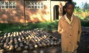 A 14-year-old Rwandan boy from the town of Nyamata, photographed in June 1994, survived the genocidal massacre by hiding under corpses for two days.