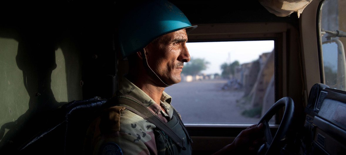 Youssif Shalabi, an Egyptian serving with UNAMID, on patrol in Um Kadada in North Darfur in September 2011.