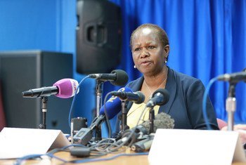 联合国刚果民主共和国代表凯塔在担任联合国负责维和行动的助理秘书长期间在南苏丹首都朱巴举行记者会。