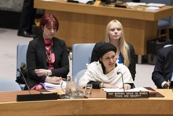 Razia Sultana, human rights activist and lawyer, addresses the Security Council's open debate on behalf of the NGO Working Group on Women, Peace and Security.
