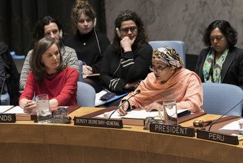 联合国常务副秘书长阿米娜·默罕默德今天在安理会有关冲突中性暴力问题的年度公开辩论中发表讲话.
