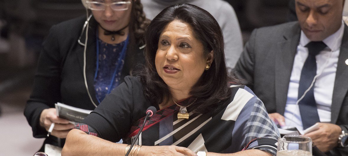 Pramila Patten, representante especial sobre violencia sexual en los conflictos se dirige al Consejo de Seguridad.