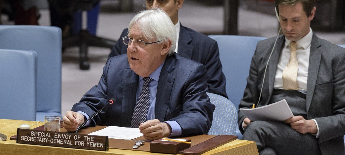 Martin Griffith, el enviado especial del Secretario General para Yemen informa al Consejo de Seguridad.