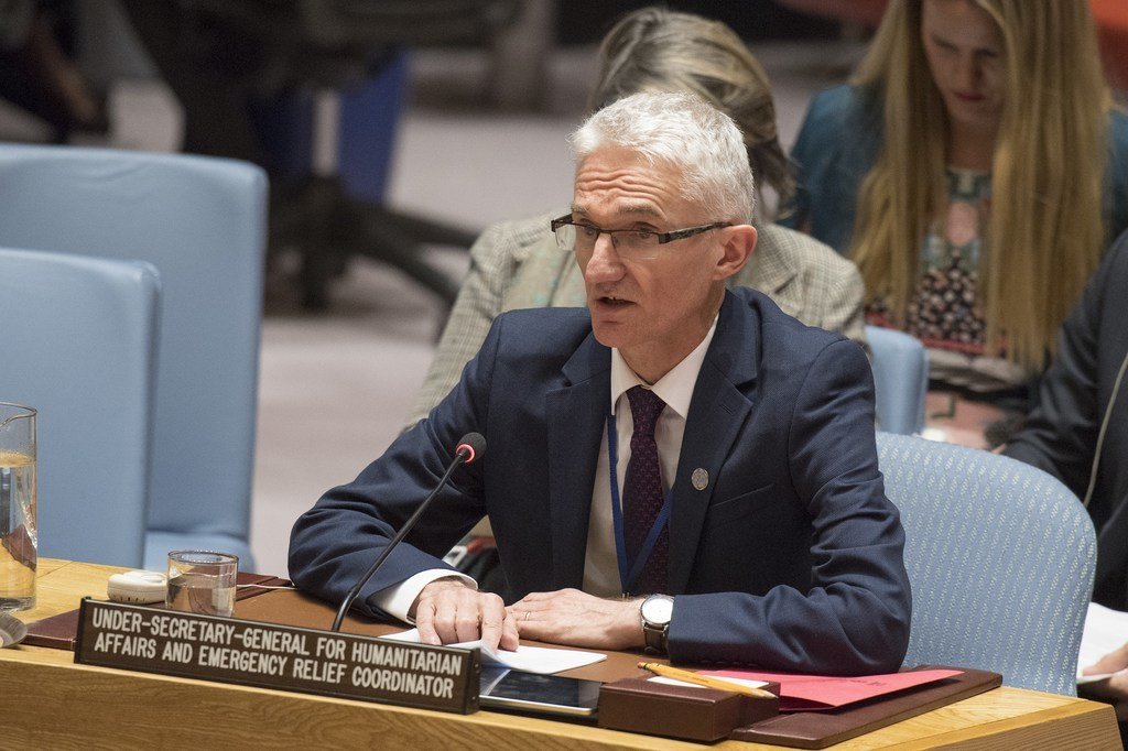 联合国负责人道主义事务的副秘书长洛科克在安理会会议上做汇报。