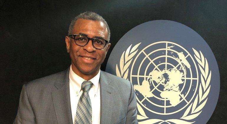 Elliot Harris, Assistant Secretary General for Economic Development and Chief Economist of United Nations Department of Economic and Social Affairs (DESA), at UN News studio in UN Headquarters, New York.