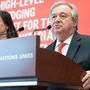 Secretary-General Antonio Guterres briefs the media during a press conference at the High Level Pledging Event for the Humanitarian Crisis in Yemen.