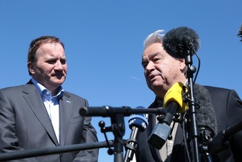 联合国秘书长古特雷斯与瑞典首相勒文在安理会务虚会召开前回答记者提问。