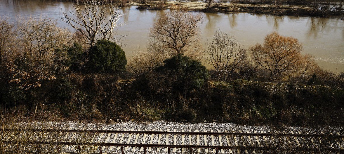 Train tracks alongside the river Evros land crossing from Turkey to Greece. At least eight people have died attempting to make the crossing since the start of 2018. The areas only reception centre in filled to capacity and struggling to cope with registration.