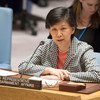 Izumi Nakamitsu, Under-Secretary-General and High Representative of the UN Office for Disarmament Affairs addresses the Security Council meeting on the Salisbury incident in the United Kingdom.
