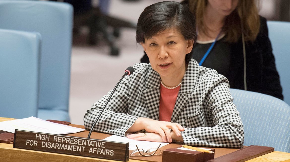 Izumi Nakamitsu, Under-Secretary-General and High Representative of the UN Office for Disarmament Affairs addresses the Security Council meeting on the Salisbury incident in the United Kingdom.