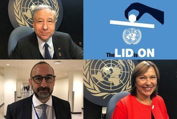 Collage of photos of Jean Todt (top), UN Special Envoy for Road Safety; (l to r) Saul Billingsley, FIA Foundation; and Olga Algayerova, UNECE.