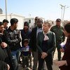 Deputy Special Representative Alice Walpole visits internally displaced families in Baghdad’s Abu Ghraib district in February 2018 to underline the importance of exercising the right to vote in upcoming elections.