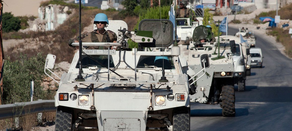 UNIFIL peacekeeping troops patrol along the Blue Line near the town of El Adeisse in southern Lebanon. (file)